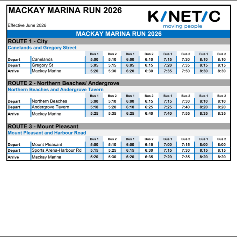 Bus timetable