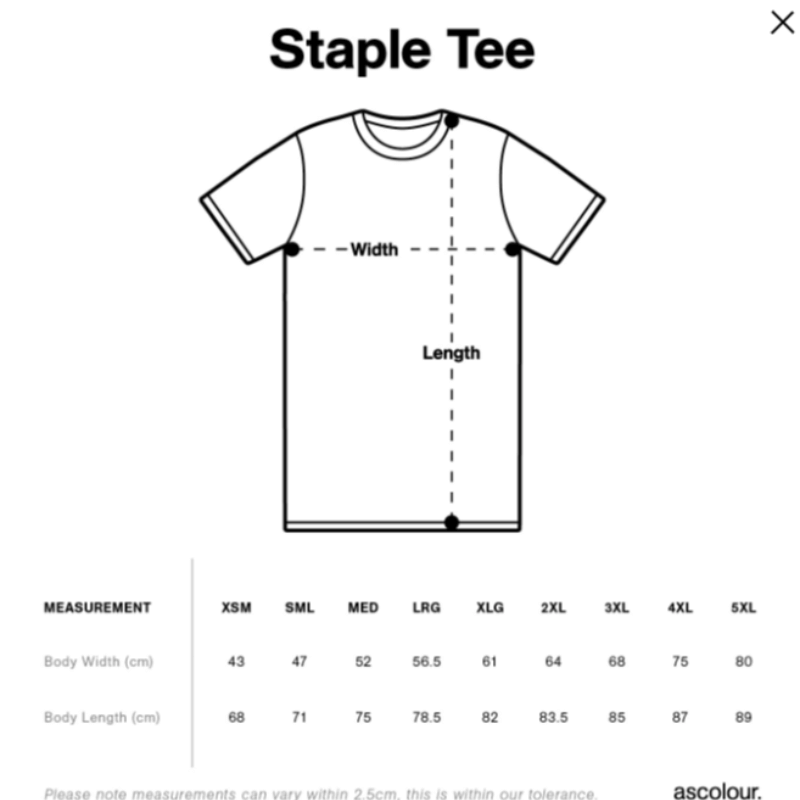 Men Tee size guide