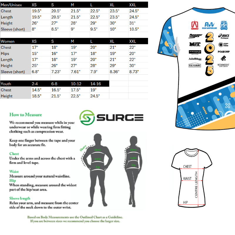 Sizing guide. Run Waterloo last used this shirt in 2022.