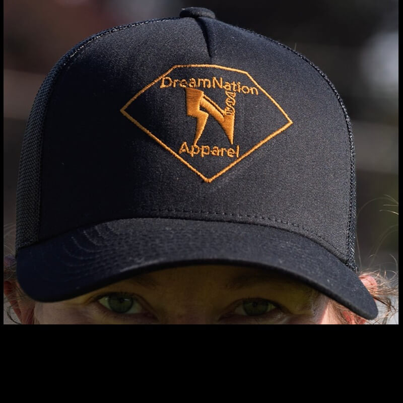 Black cap with gold logo
