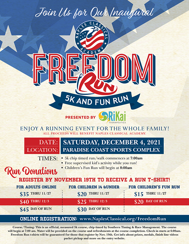 2021 Naples Classical Academy Freedom Run 5K Race Roster Registration Marketing Fundraising 2021 Naples Classical Academy Freedom Run 5K Race Roster Registration Marketing Fundraising