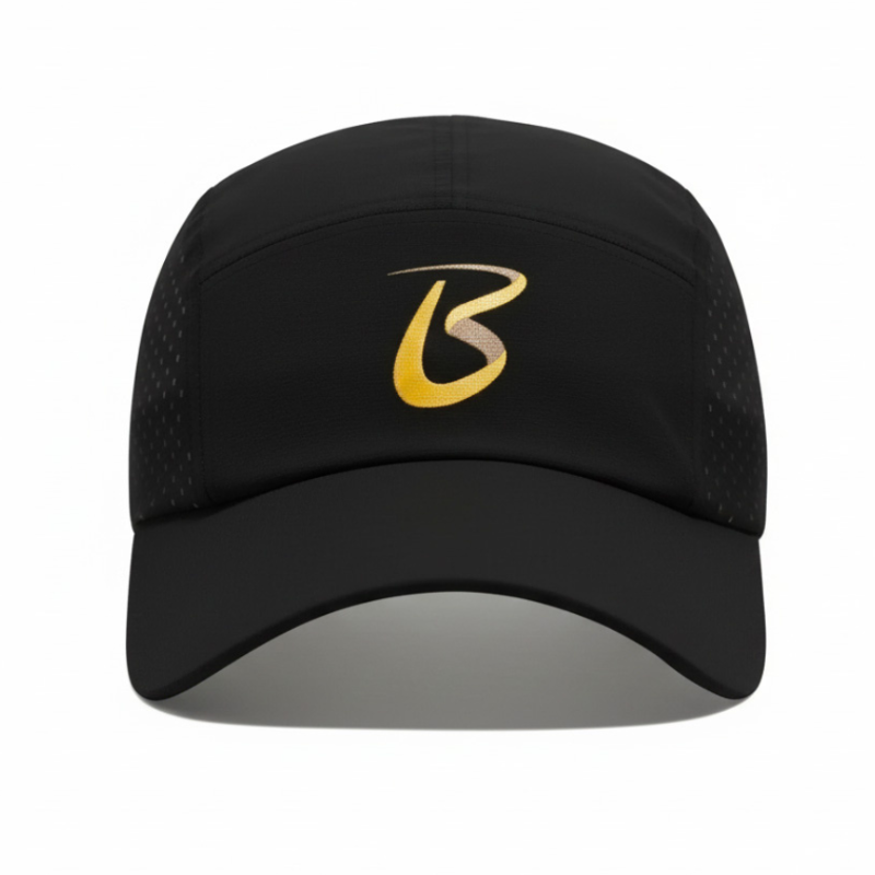 Front view - black cap with yellow B