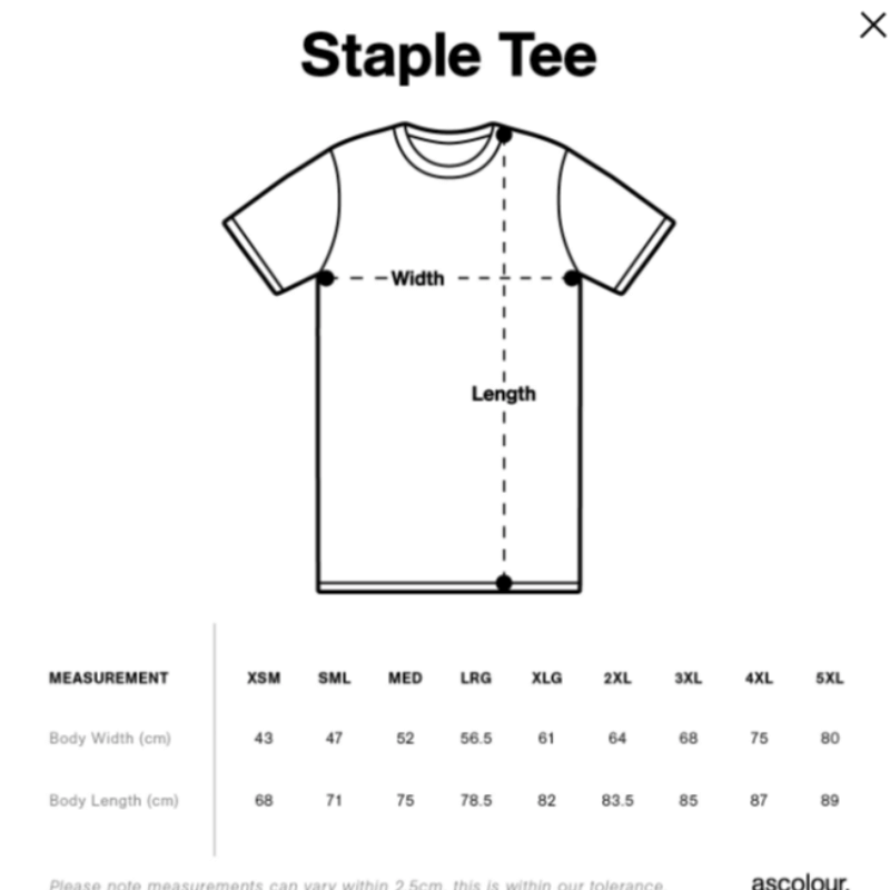 Men tee size guide