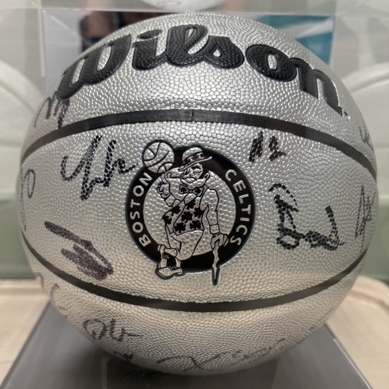 Autographed Boston Celtics basketball signed by the entire 2024–2025 team