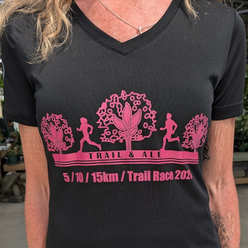 Front of the shirt - pink logo