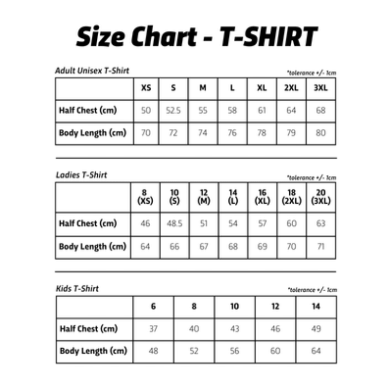 Sizing Chart - T-Shirt