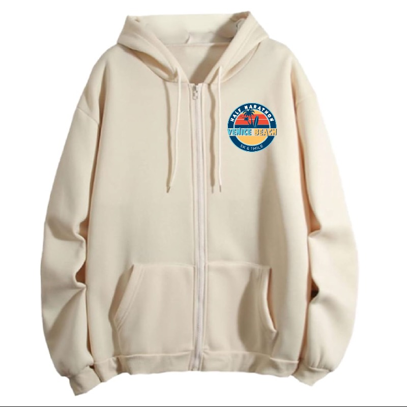 Front zip vintage off white hoodie. 