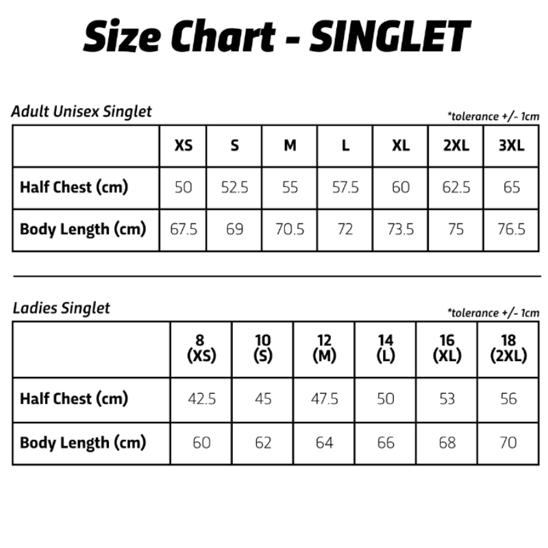 Sizing Chart - Singlet