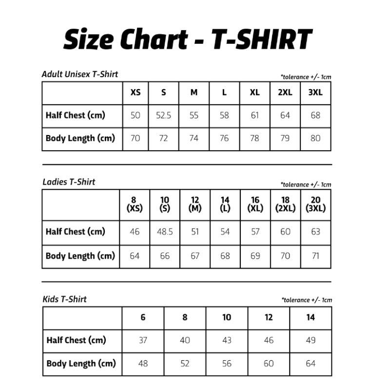 Sizing Chart - T-Shirt