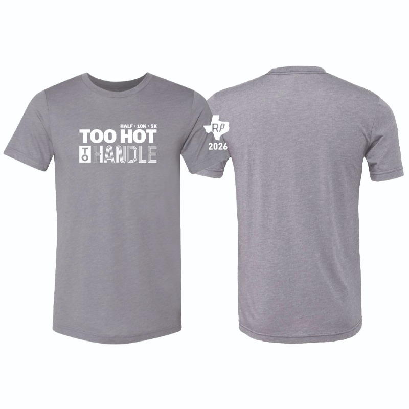 Simple, bold, and easy to wear. This everyday tee features the Too Hot to Handle graphic on the front with RP Texas 2026 sleeve detail. Soft, breathable, and perfect for any run or casual day.