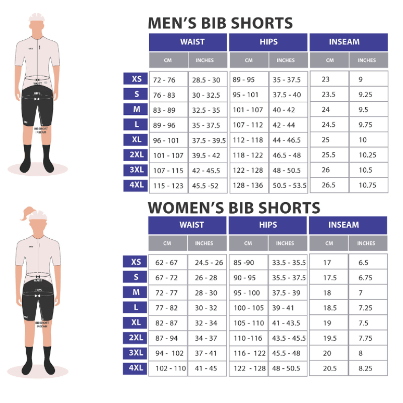 Bib Shorts Size Chart