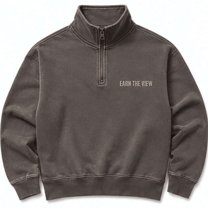 Men's Relax Faded Half Zip – Faded Grey Front