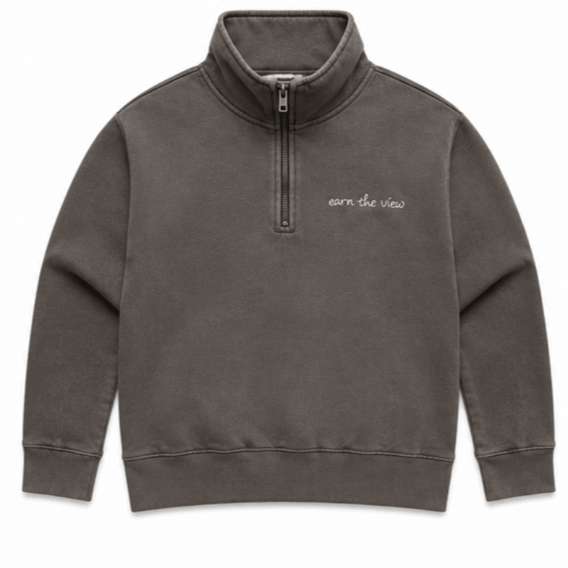 Women’s Relax Faded Half Zip – Grey front