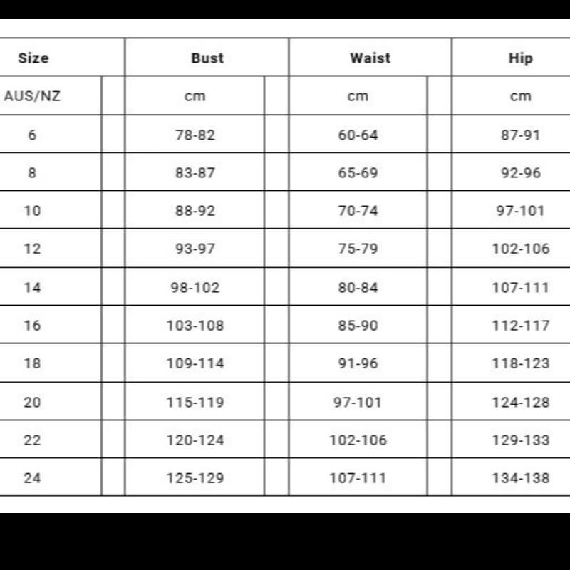 Size Chart 6-24