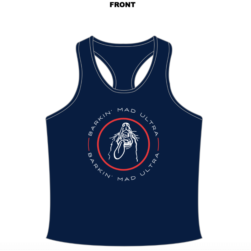 Dark Blue singlet with Barkin' Mad Ultra logo