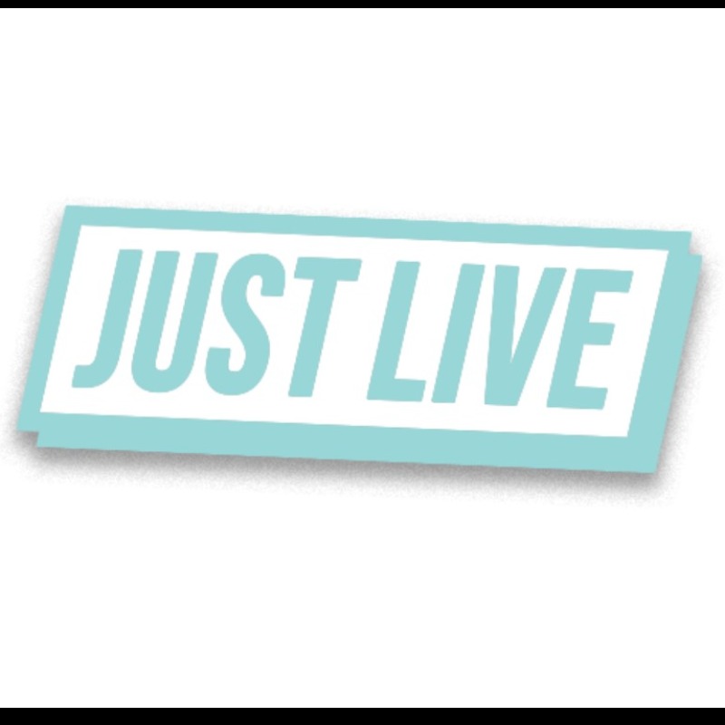 Just Live teal text