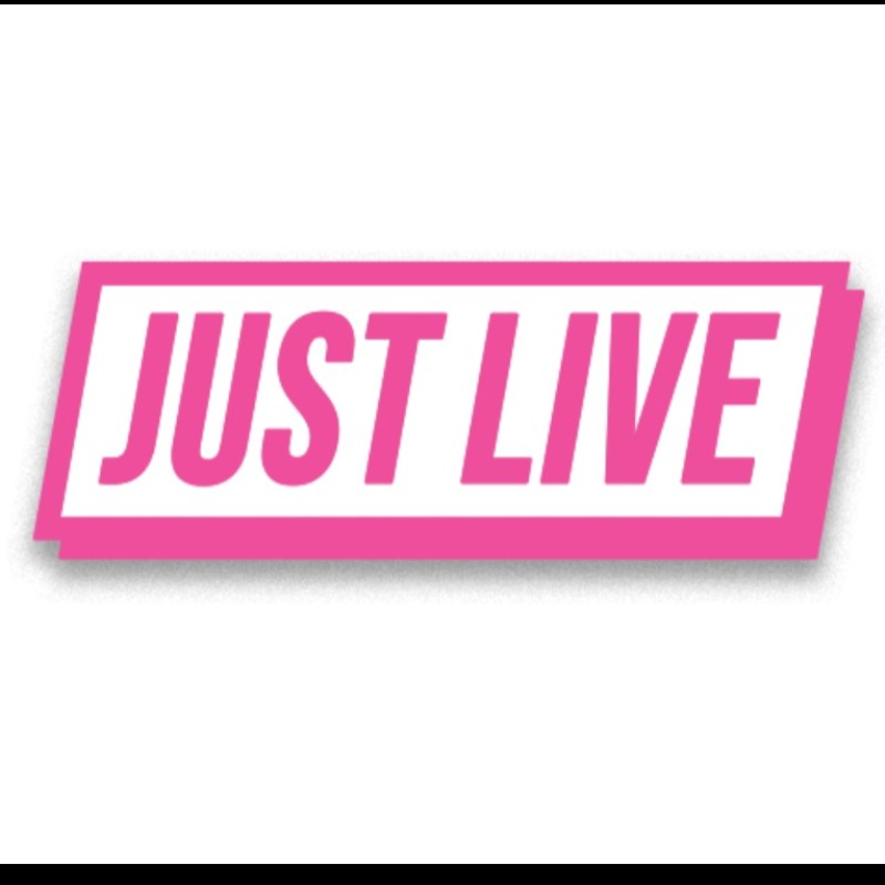 Just Live pink text