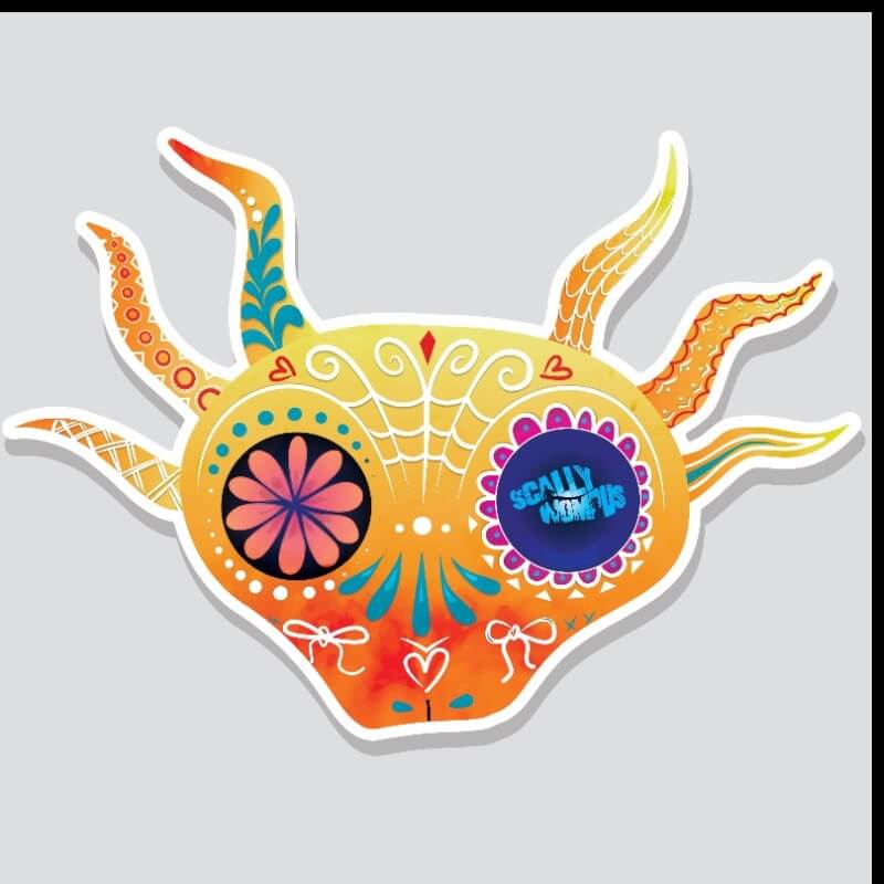 Scallymander Sugar Skull Glossy Sticker
