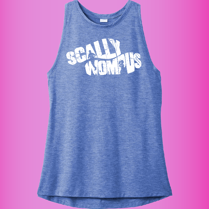 Ladies Tri-Blend Scallywompus Wicking Blue Tank