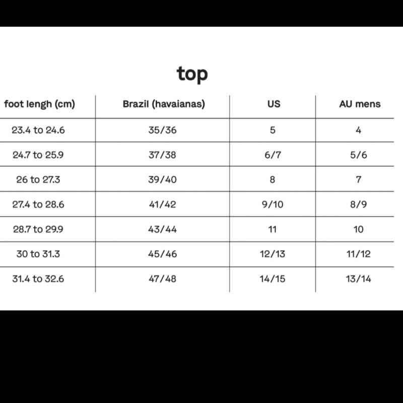 haviana sizing equivalent