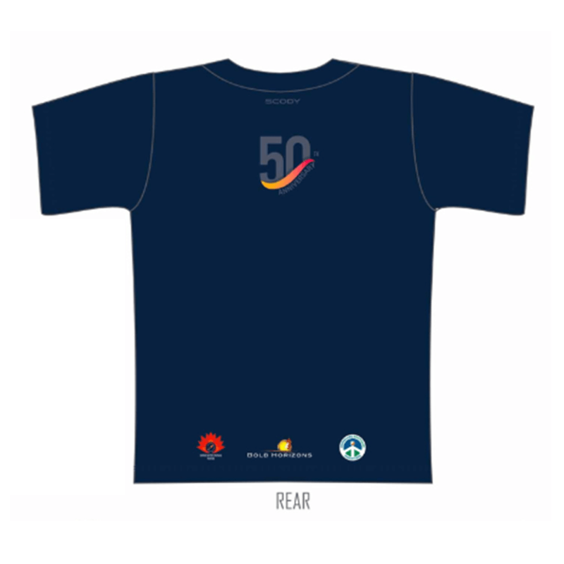 A navy blue tee-shirt commemorating 50 years