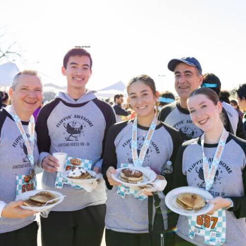 Free pancakes with pancake topping bar available to finishers of 2026 Hotcake Hustle.
