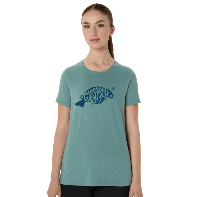 Green Women's tee with Gasparilla Manatee logo