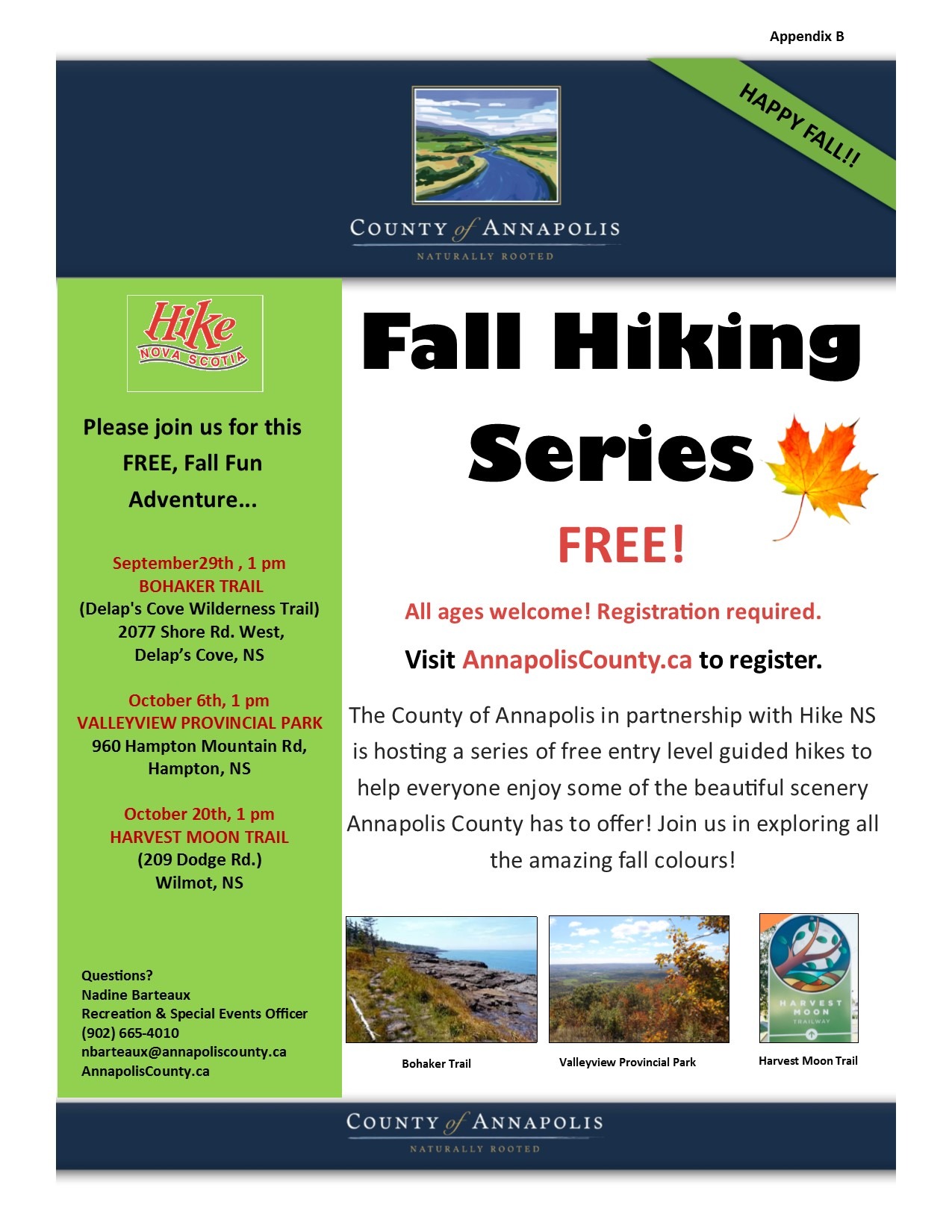 2019 Fall Hiking Series poster
