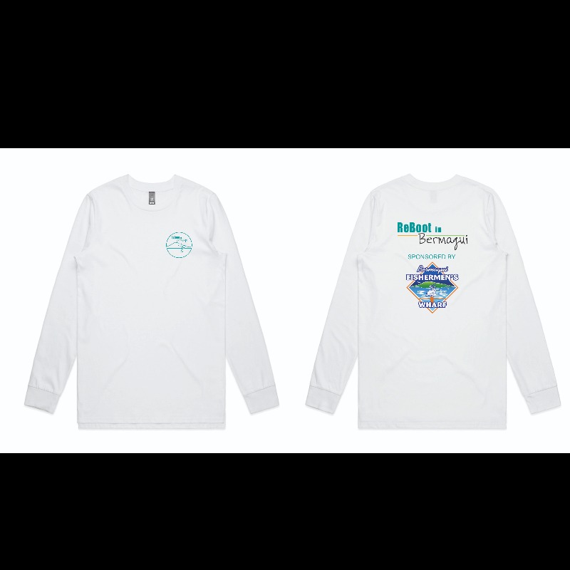 White long sleeved ReBoot branded T Shirts
