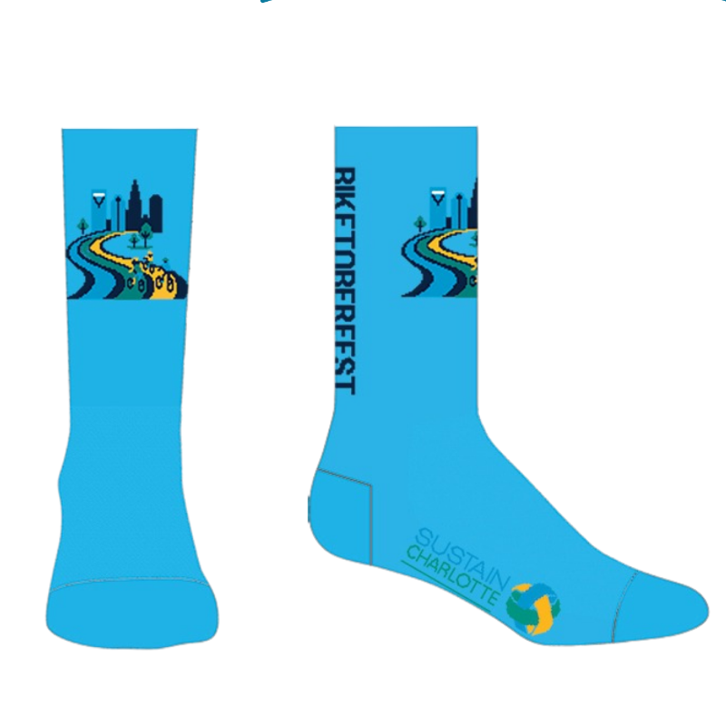 Image of DeFeet "Biketobefest" socks (front-view and side-view)